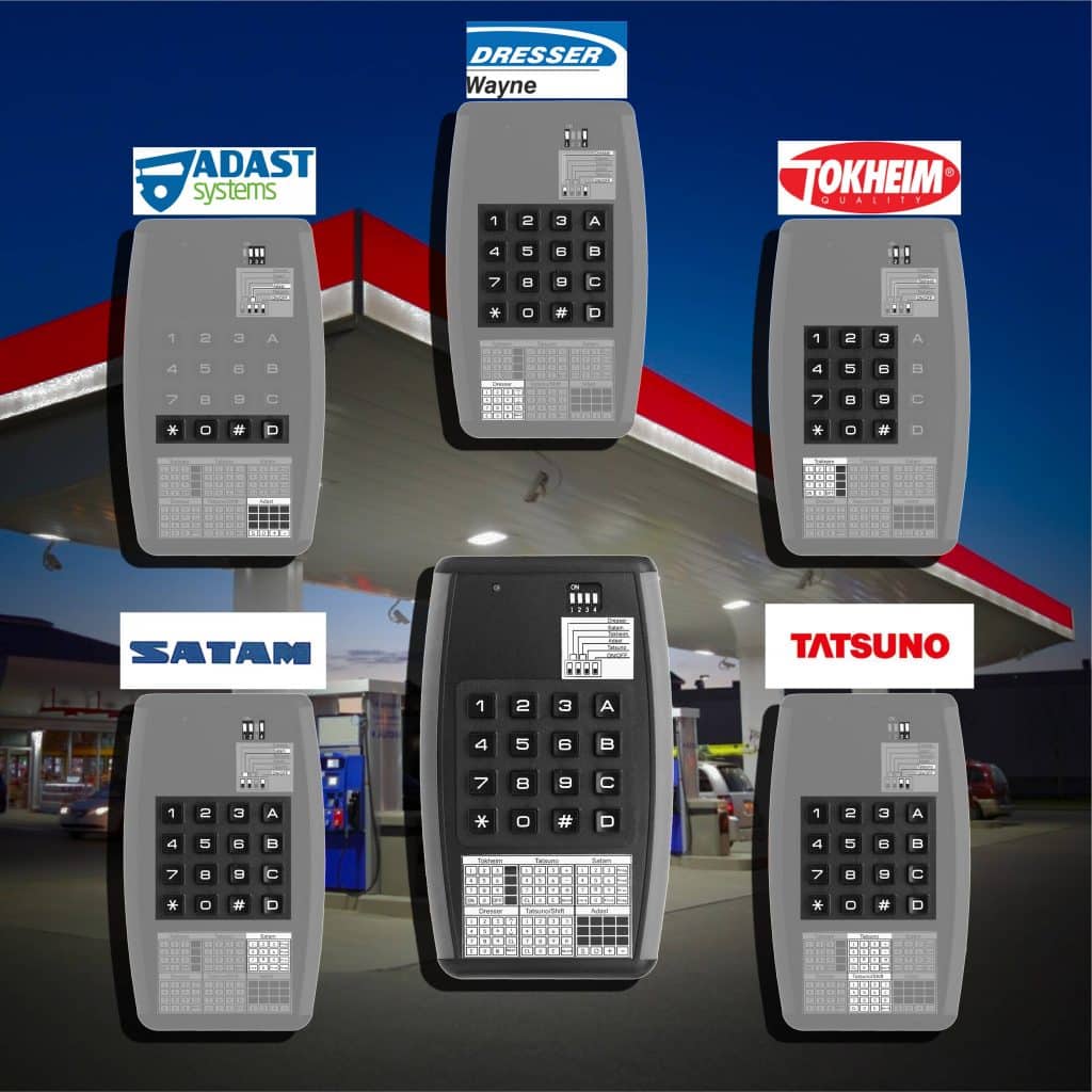 Universal service remote control for fuel pumps (Tokheim, Wayne Dresser